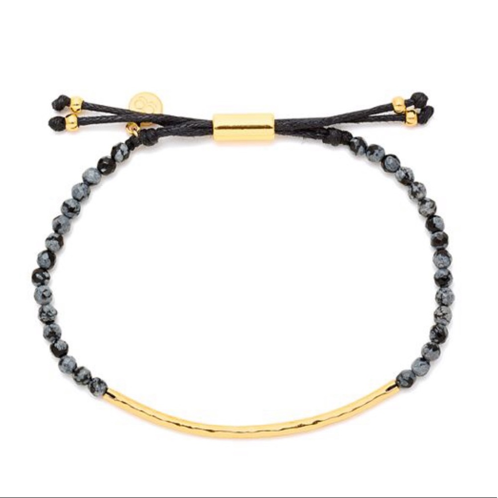 Gorjana snowflake obsidian gold beaded bracelet